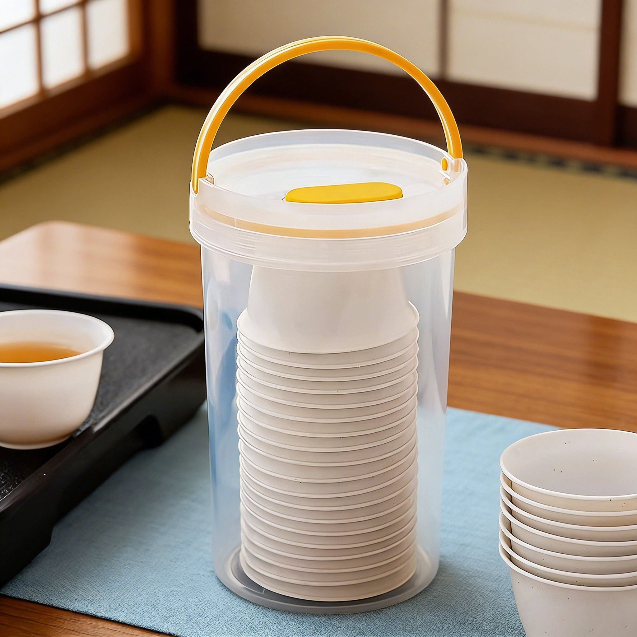 日本手提茶具收纳盒桌面装茶杯茶叶包收纳桶透明防尘功夫茶杯存放,收纳整理,茶具收纳盒,淘宝优惠券,粉丝福利购,淘宝优惠卷