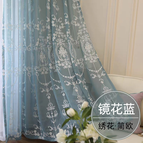 北欧风格纱帘白色窗新款欧式绣花