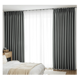 窗帘遮光卧室全遮光加厚现代简约2021流行客厅挂钩式遮阳涤纶布料