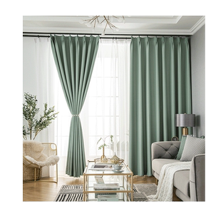高遮光卧室避光窗帘纯色现代简约客厅防晒隔热挂钩式定制遮阳布