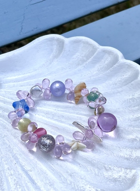 HEIXIN STUDIO手作 泪眼系列 捷克琉璃珠梦幻清新ins小众手串063