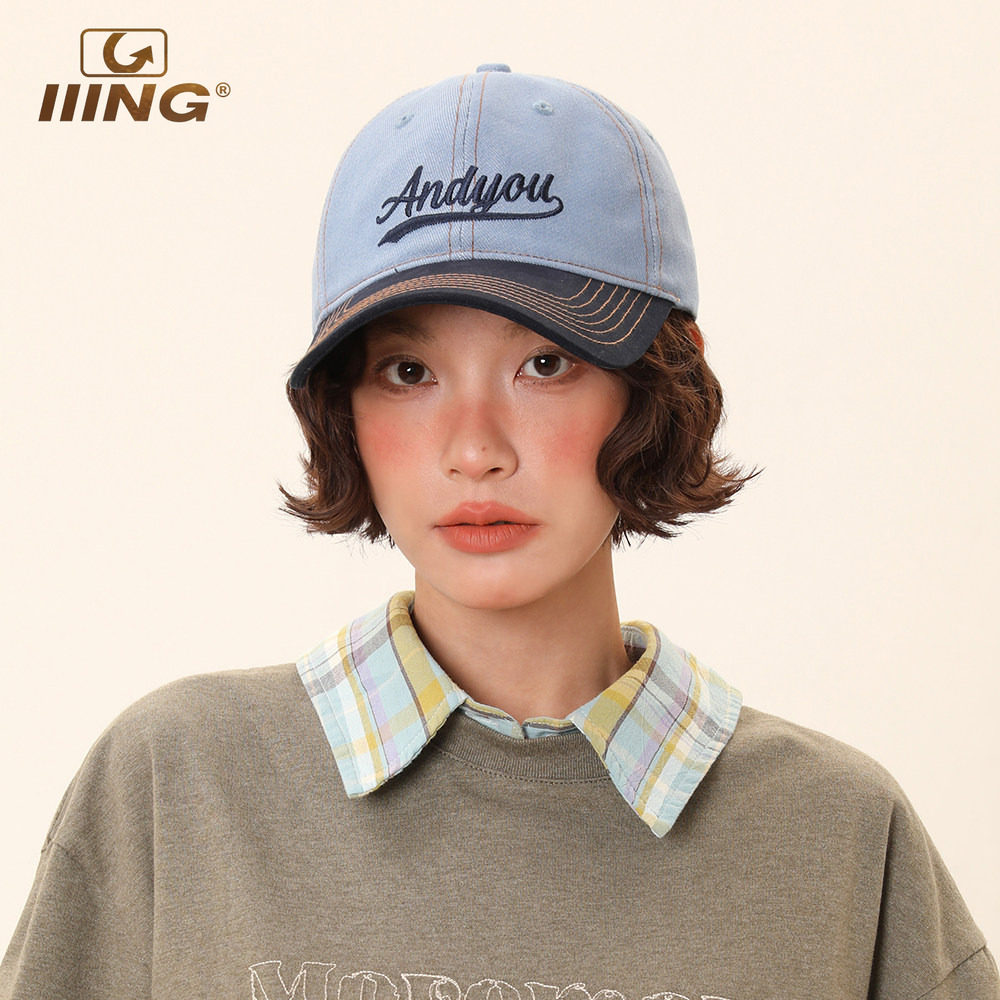 IIING帽控 大头围拼色棒球帽女2025新款软顶显脸小夏天鸭舌帽子男