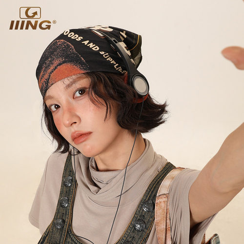 IIING帽控美式复古字母头巾