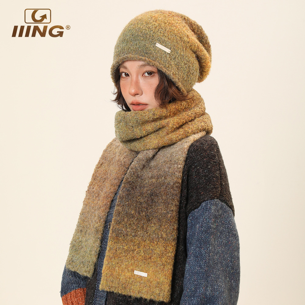 软软糯糯扎染卷边保暖针织堆堆帽