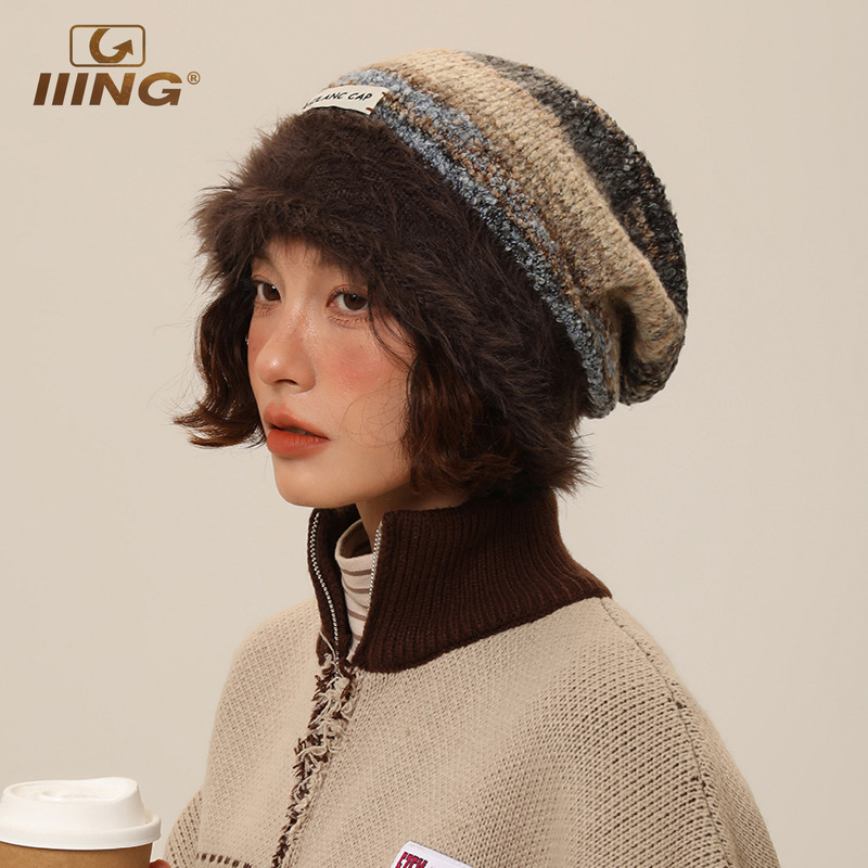IIING帽控毛绒针织堆堆帽