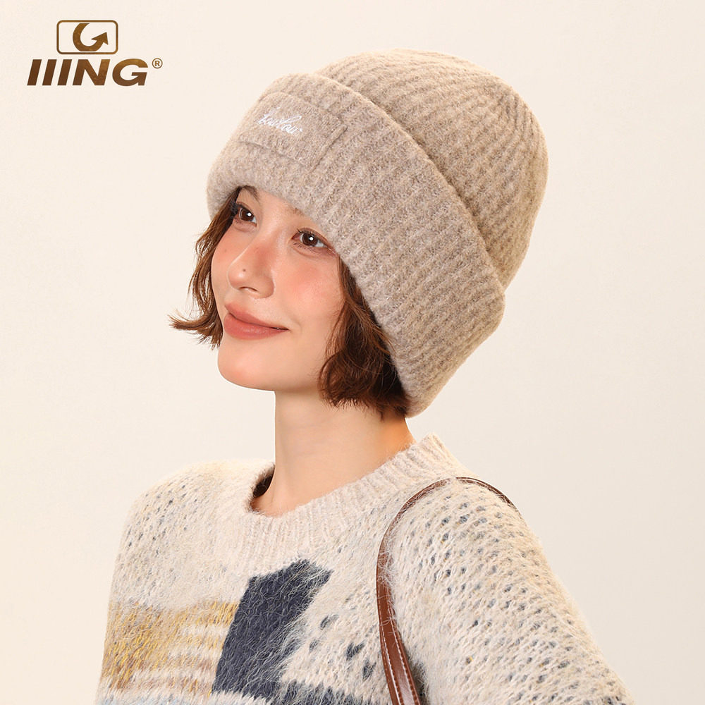 IIING帽控 简约字母贴标羊毛混纺针织帽女冬季保暖显脸小毛线帽子,服饰配件/皮带/帽子/围巾,帽子,淘宝优惠券,粉丝福利购,淘宝优惠卷