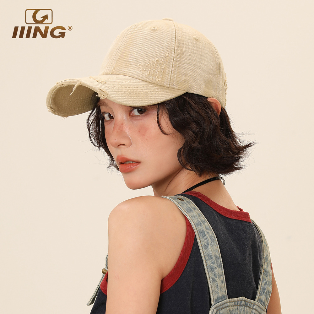 IIING帽控水洗复古破洞鸭舌帽