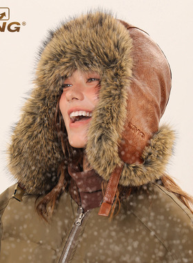 IIING帽控 复古加绒保暖雷锋帽女冬东北旅游骑车防寒加厚护耳帽子