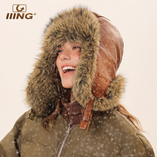IIING帽控 复古加绒保暖雷锋帽女冬东北旅游骑车防寒加厚护耳帽子