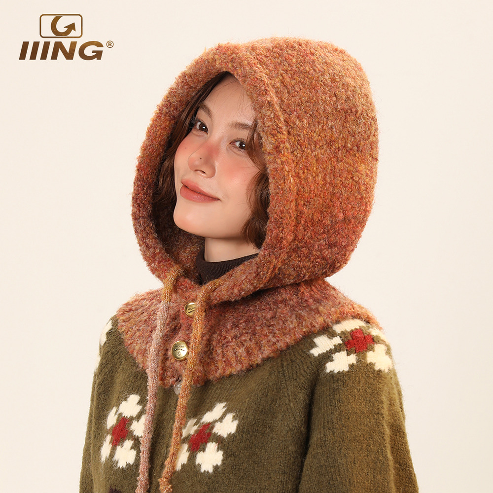 秋冬季骑车保暖防寒护耳针织帽女