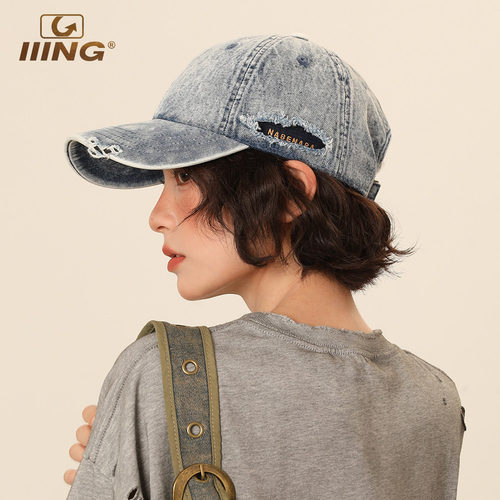 IIING帽控复古水洗做旧鸭舌帽