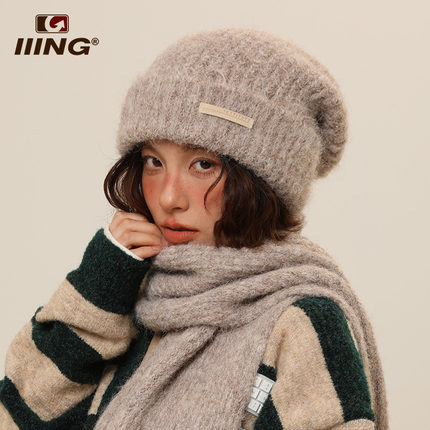 IIING帽控 羊毛混纺针织帽女秋冬款百搭加厚毛线帽子男保暖堆堆帽