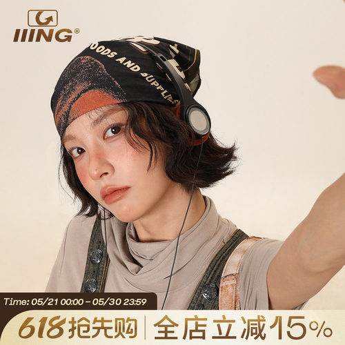 IIING帽控美式复古字母头巾