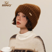 IIING帽控 羊毛卷边大头围针织帽子男女秋冬保暖防寒显脸小毛线帽