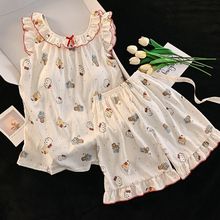 睡衣女童背心吊带夏季可爱儿童薄款短裤公主风少女套装休闲家居服