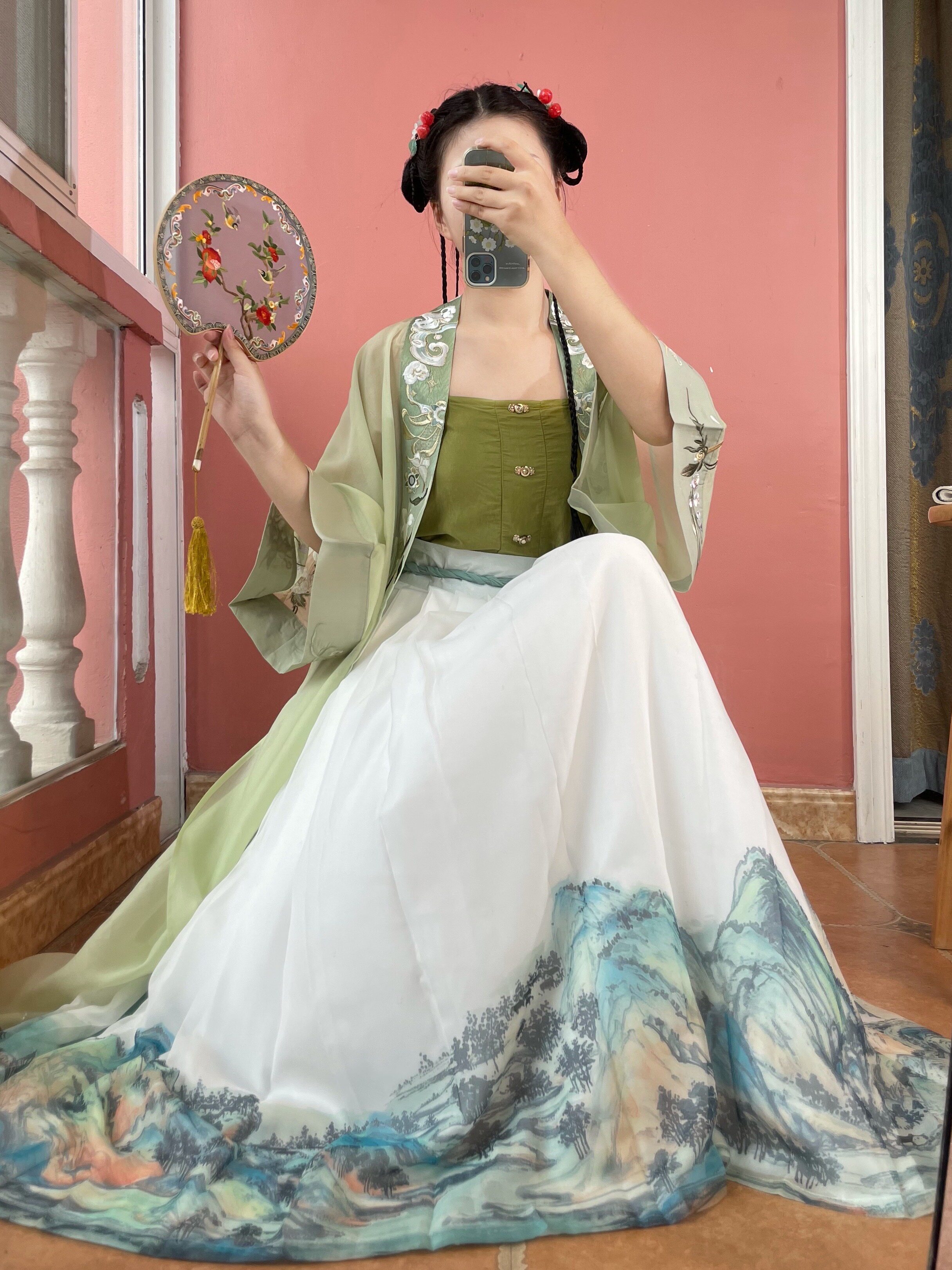木记衣庄原创江山图男女款汉服显瘦6米大摆一片式穿孔下裙 江山图