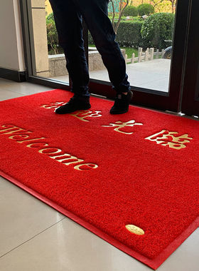 出入平安地垫进门欢迎光临迎宾脚垫室外门口防滑地毯家用丝圈门垫