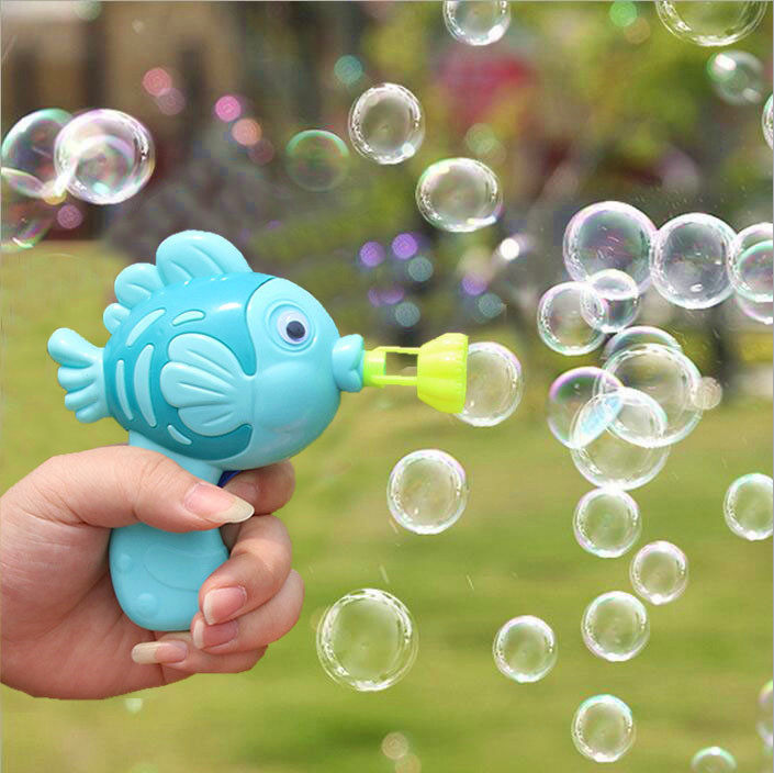 可爱小萌鱼手动惯性按压泡泡枪公园小孩吹泡泡玩具小学生礼品奖励