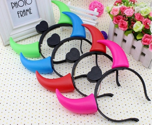 儿童发光玩具恶魔头扣牛角头箍演唱会聚会年会活动发卡幼儿园头饰