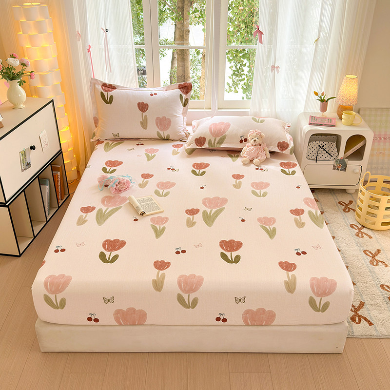 A类母婴级全棉磨毛加厚床笠单件保暖床罩床垫套防滑全包1.5m1.8米