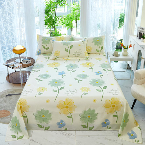 100%斜纹单件纯棉床单简约印花