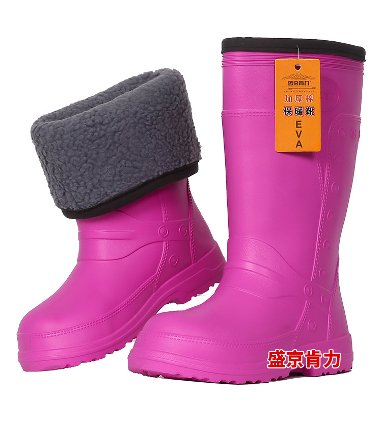 新品棉雨鞋女高筒成人加绒时尚防水鞋女士防滑保暖胶鞋劳保工作鞋