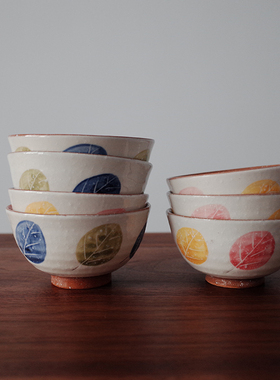 日本进口 新款手绘粗陶叶子小圆碗（2款选）对碗 | 茶娜和查理