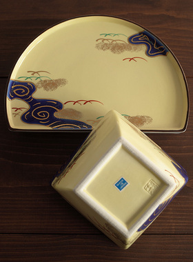 日本进口 手作描画小花金边方碗 扇形盘（2款选） | 茶娜和查理