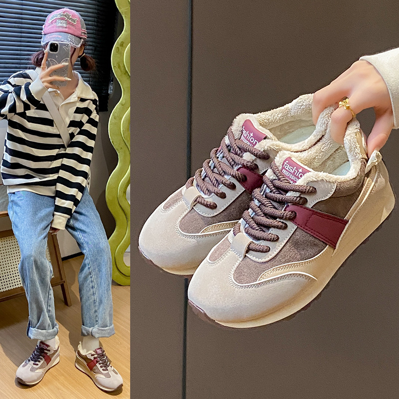ins韩版新款加绒阿甘鞋女2025冬季学生跑步运动保暖休闲JCF220-1
