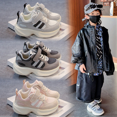 卡卡布女童鞋运动鞋2025春季新款网布透气男童厚底老爹鞋韩版