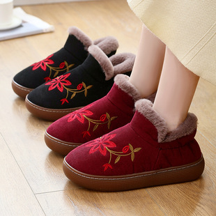 女款妈妈鞋居家保暖棉拖鞋包脚跟加厚牛筋底防滑室内外穿老人棉鞋