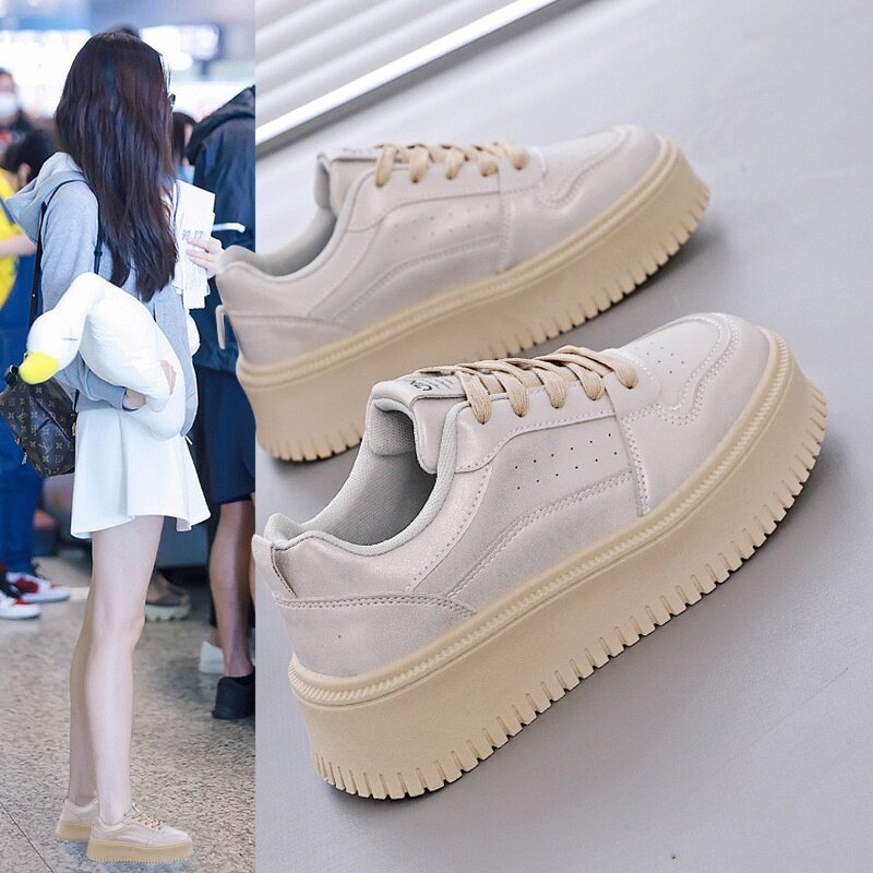 小白鞋女2026春季新款学生板鞋女平底百搭休闲运动鞋增高单鞋8607