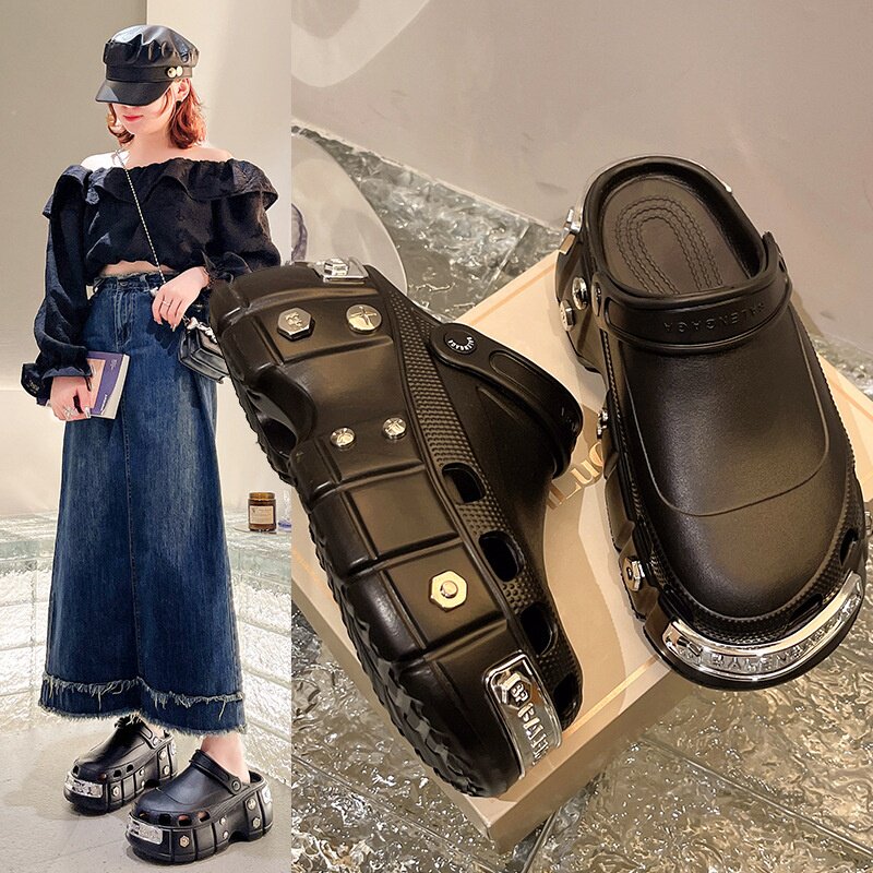 网红金属增高厚底巴黎洞洞鞋女士夏季2026夏新款透气外穿爆款