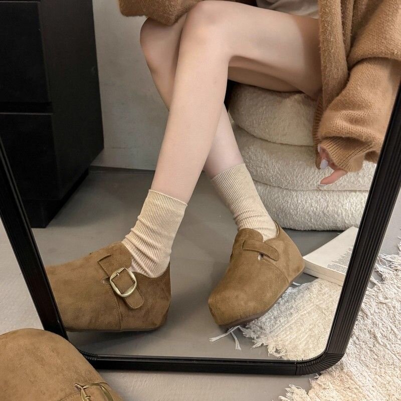 厚底全包勃肯鞋女鞋子2026新款秋冬一脚蹬博肯豆豆鞋加绒毛毛棉鞋