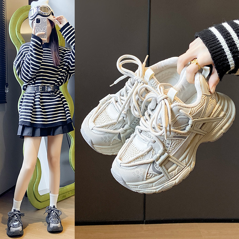 ins韩版新款加绒老爹鞋女2024冬季学生运动厚底保暖休闲鞋Y1001-1