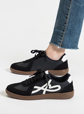 情侣复古德训鞋百搭休闲运动鞋韩系时尚小白鞋轻便舒适女鞋F8863