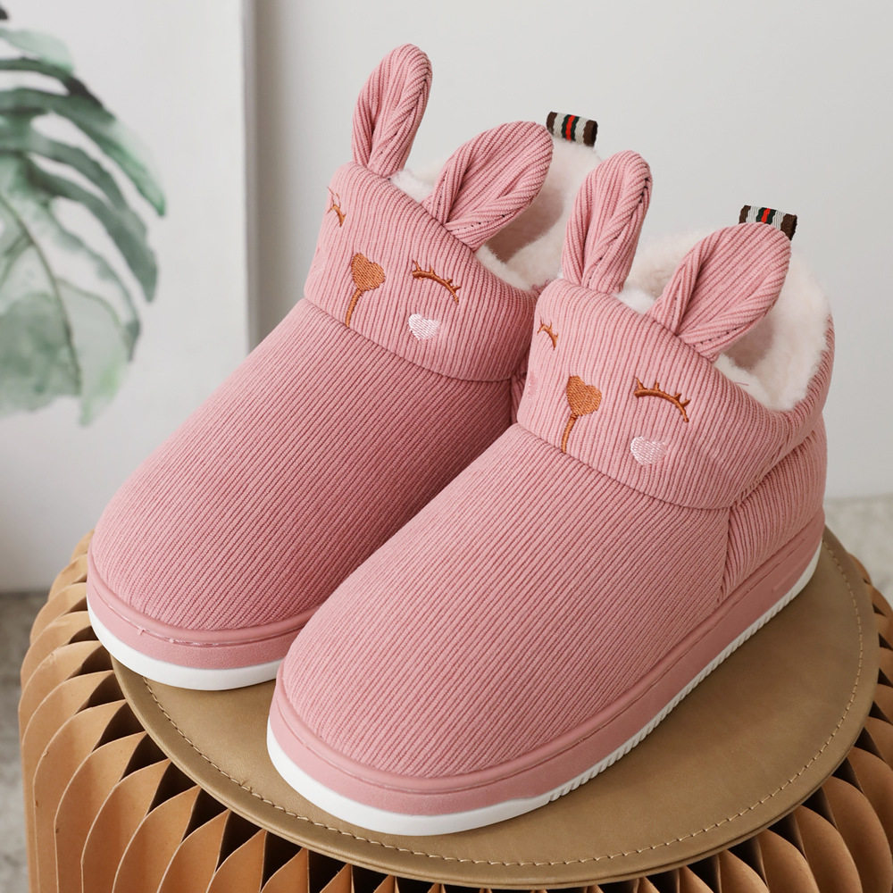 女款可爱卡通棉拖鞋保暖加厚绒冬季高包跟棉鞋家用室内外穿居家鞋