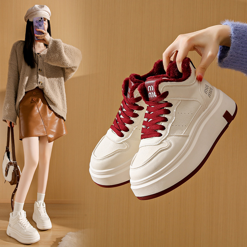 2025冬季小白鞋新款韩版ins女学生厚底加绒运动板鞋休闲街拍HB603
