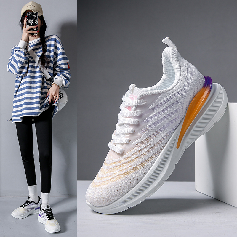 2025春夏新款透气飞织运动鞋男女潮鞋ins韩版跑步鞋厚底休闲鞋男