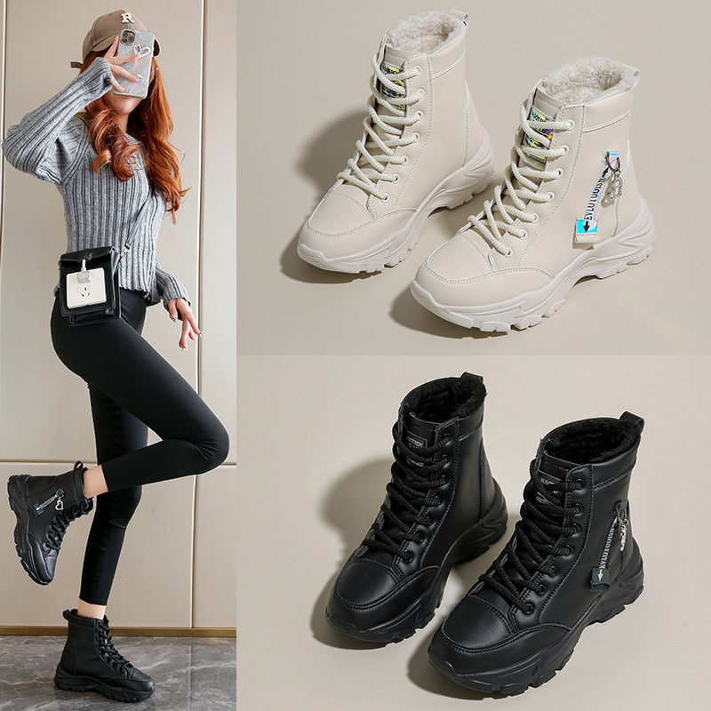新款 马丁靴防滑耐磨女士厚底舒适加绒加厚保暖防水女鞋子爆款Qm
