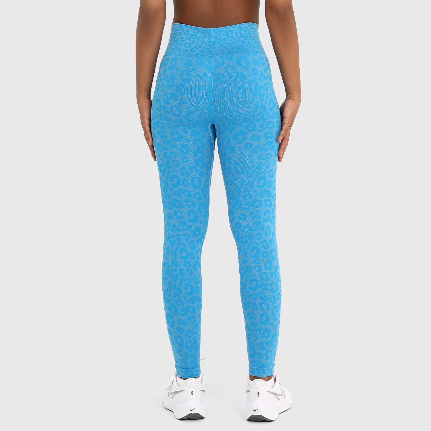 跨境新款豹纹运动长裤女塑型提臀高腰运动户外跑步健身瑜伽长裤