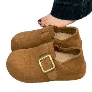 厚底全包勃肯鞋女款2025新款秋冬季两穿一脚蹬懒人雪地棉鞋子女鞋