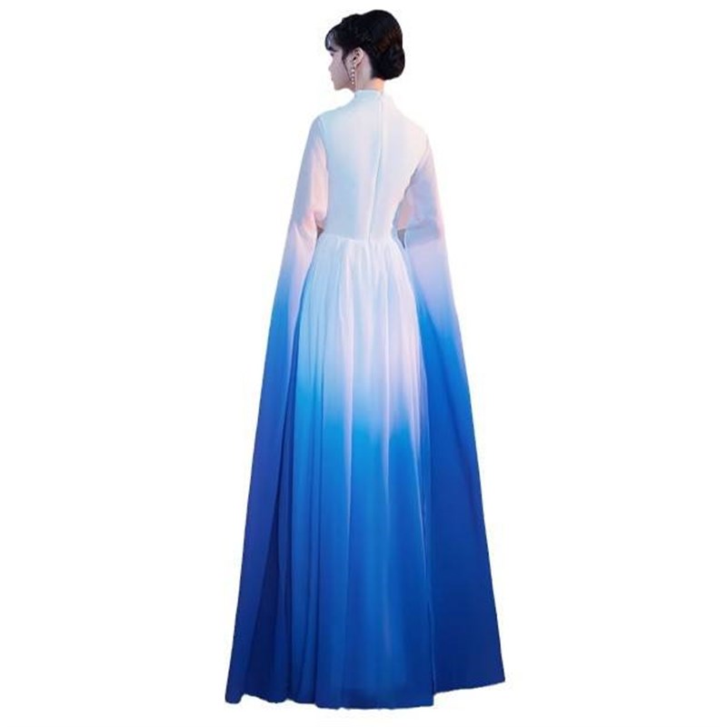 新选大合唱团演出服女长裙民乐古筝雪G纺主持礼服独唱演奏表演服