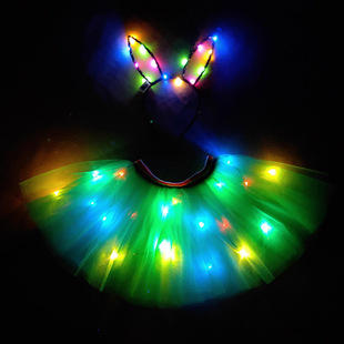 绿色蹦迪成人音乐节女tutu半身裙led发P光带灯蓬蓬裙舞蹈演出 新款