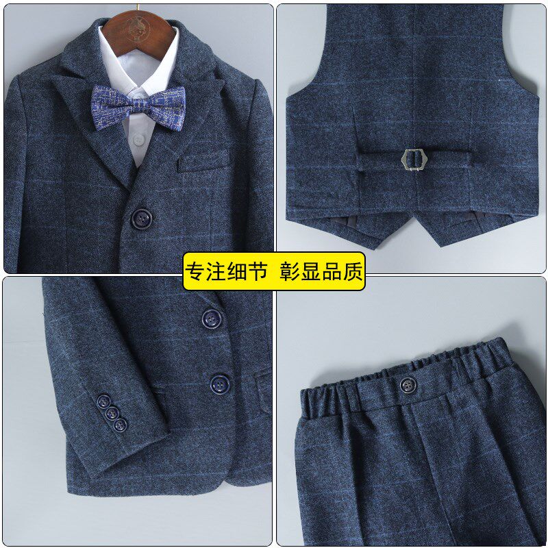 新选男童西装套装秋冬帅气英伦男孩主持人演出服花童W礼服婚礼儿