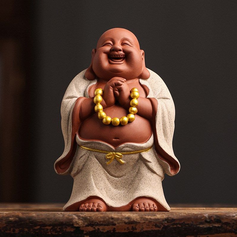 优选紫砂彩d色弥勒佛摆件笑面佛新中式禅意客厅办公室装饰桌面,餐饮具,茶宠摆件,淘宝优惠券,粉丝福利购,淘宝优惠卷