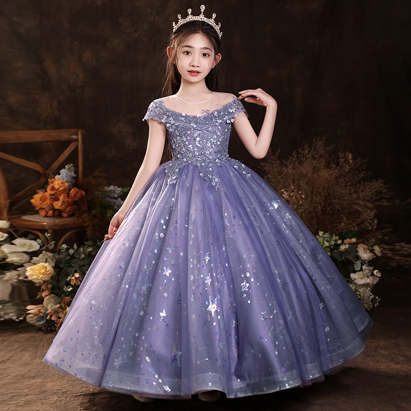 新选高级感儿童晚礼服花童u婚礼小女孩纱裙生日公主裙主持人钢琴图片