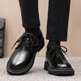 新选初中高中f学生表演鞋演出西装礼服黑色皮鞋男青少年主持人升
