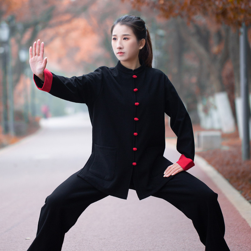 新款加绒保暖 太极服女装v秋冬季加厚太极拳练功服男新款时尚高端