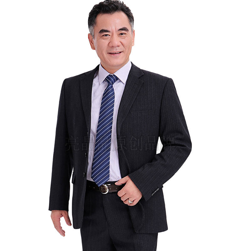 新款西服套装男中年爸爸装结婚礼服4050K岁中老年春秋三粒扣休闲